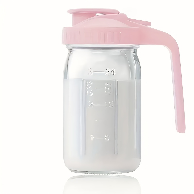 TEMU 1 X 32oz Glass Mason Jar With Lid And Spout - Leak-proof Wide Mouth Reusable Water Bottle, Suitable For Iced Tea, Juice, Breast Milk, Cold