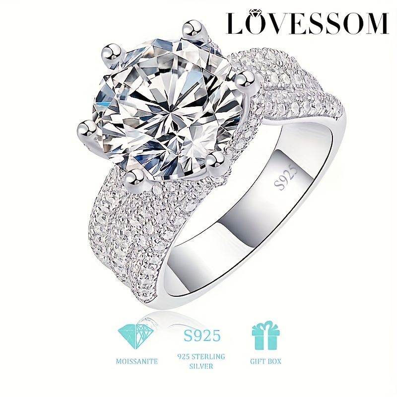 

925 Silver 5 Carat Moissanite Ring Diamond Anniversary Birthday Wedding Engagement Gift