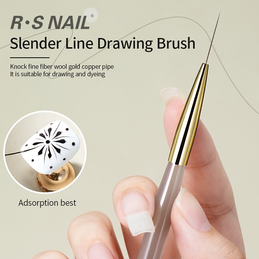 

Rs Nail Sender Line Drawing Brush - Extra Long, Optic Golden Copper Pipe, Adsorption Best For Smooth Nail Art & Designs, Ideal For Diy & Salon Use, Nail Art Supplies