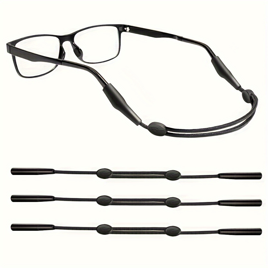 

3pcs Adjustable Glasses Straps, Silicone Anti-slip Eyewear Retainers, 9in To 13.7in Stretchable Sports Eyeglasses Holders For Men And Women, Black