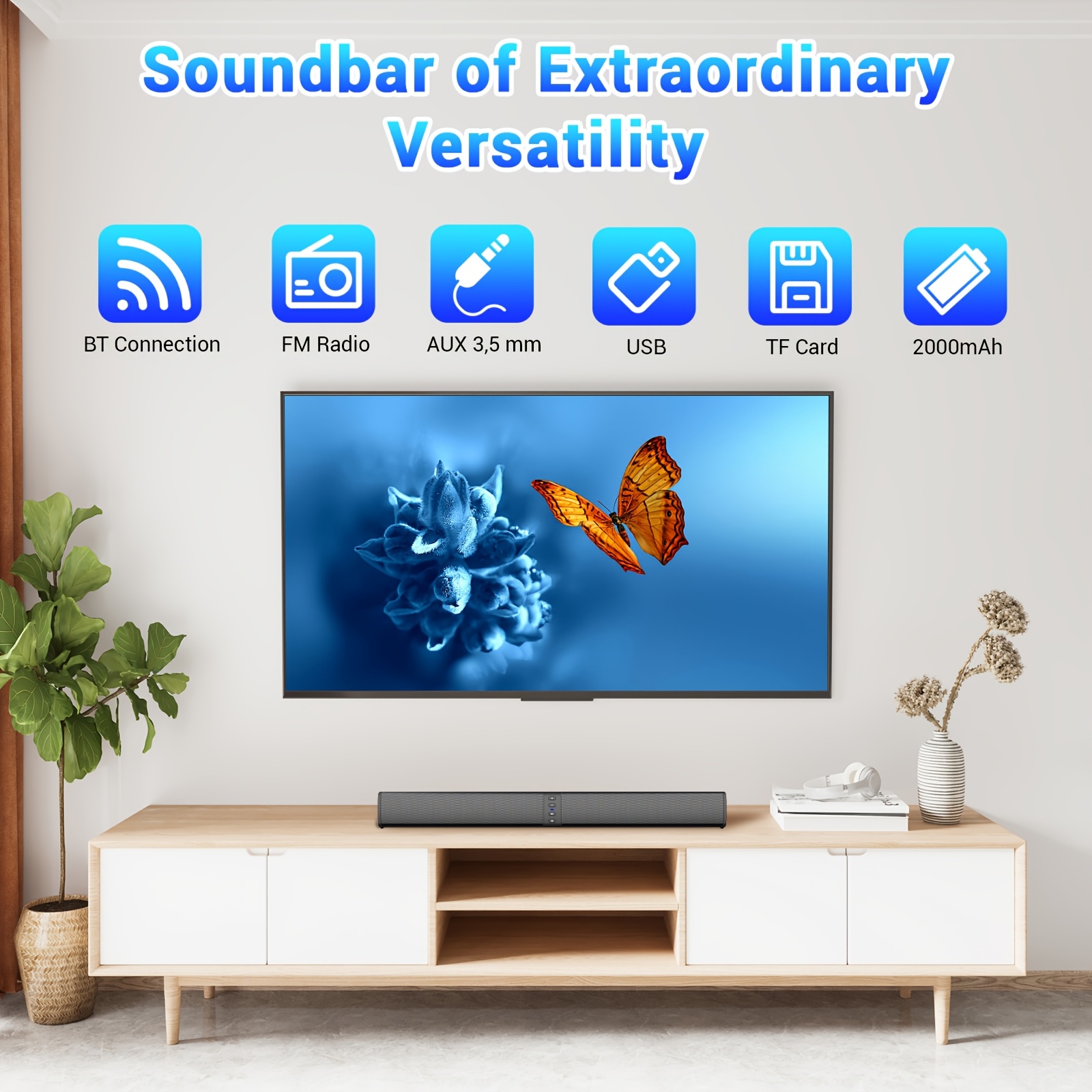 Wireless Home Theater Soundbar with Removable Design