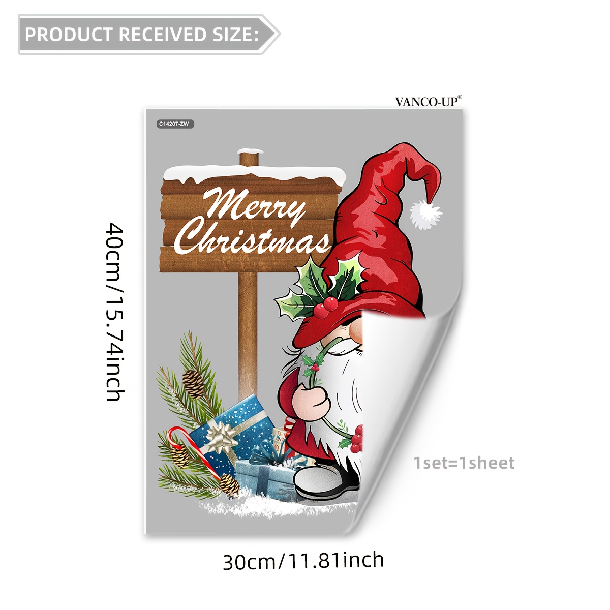 Image of 1 Sheet Of (30 X 40cm) Self-adhesive Christmas Gnome Old Man Signage Home Modern Decoration Bedroom Living Room Balcony Window Glass Stickers Window Stickers Double-sided Visual Pattern