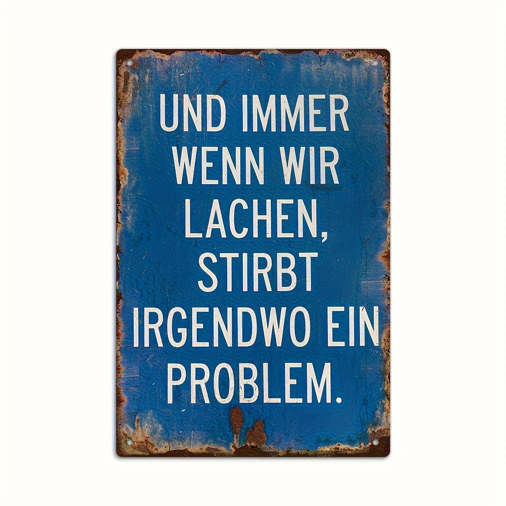TEMU 2d Flat, Vintage German Quote Metal Wall Sign- "laugh About It, "- Rustic Distressed Finish- Perfect For Home, Office, Bar, For Man Cave Decor-