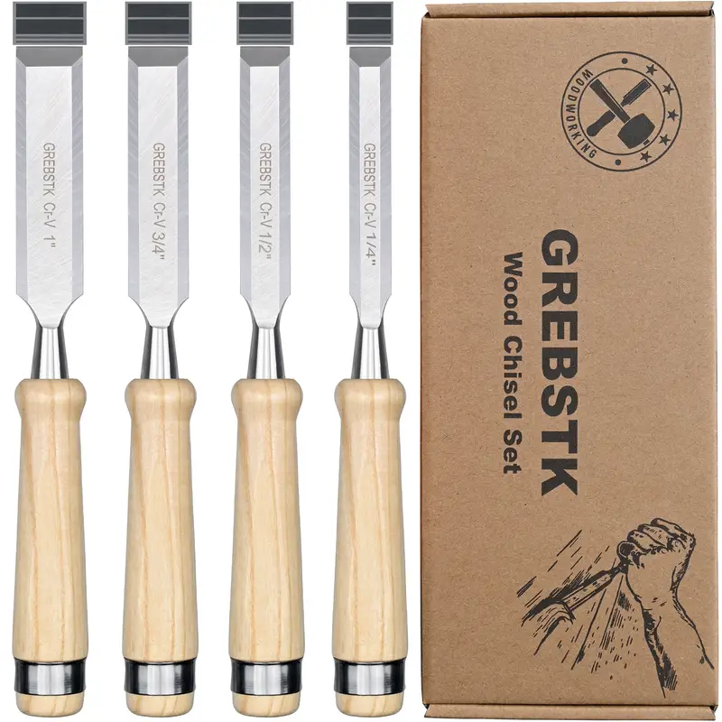 Chrome Vanadium Steel Wood Chisel Set, 4 Pieces Chrome Vanadium Steel Wood Chisel Set, 4 Pieces