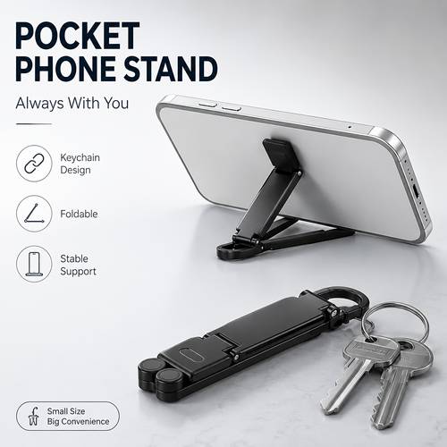 portable foldable mini key chain phone stand built compact on the go compact travel support stand compatible with smartphones up to 20 32cm outing watching free hands portable digital accessory