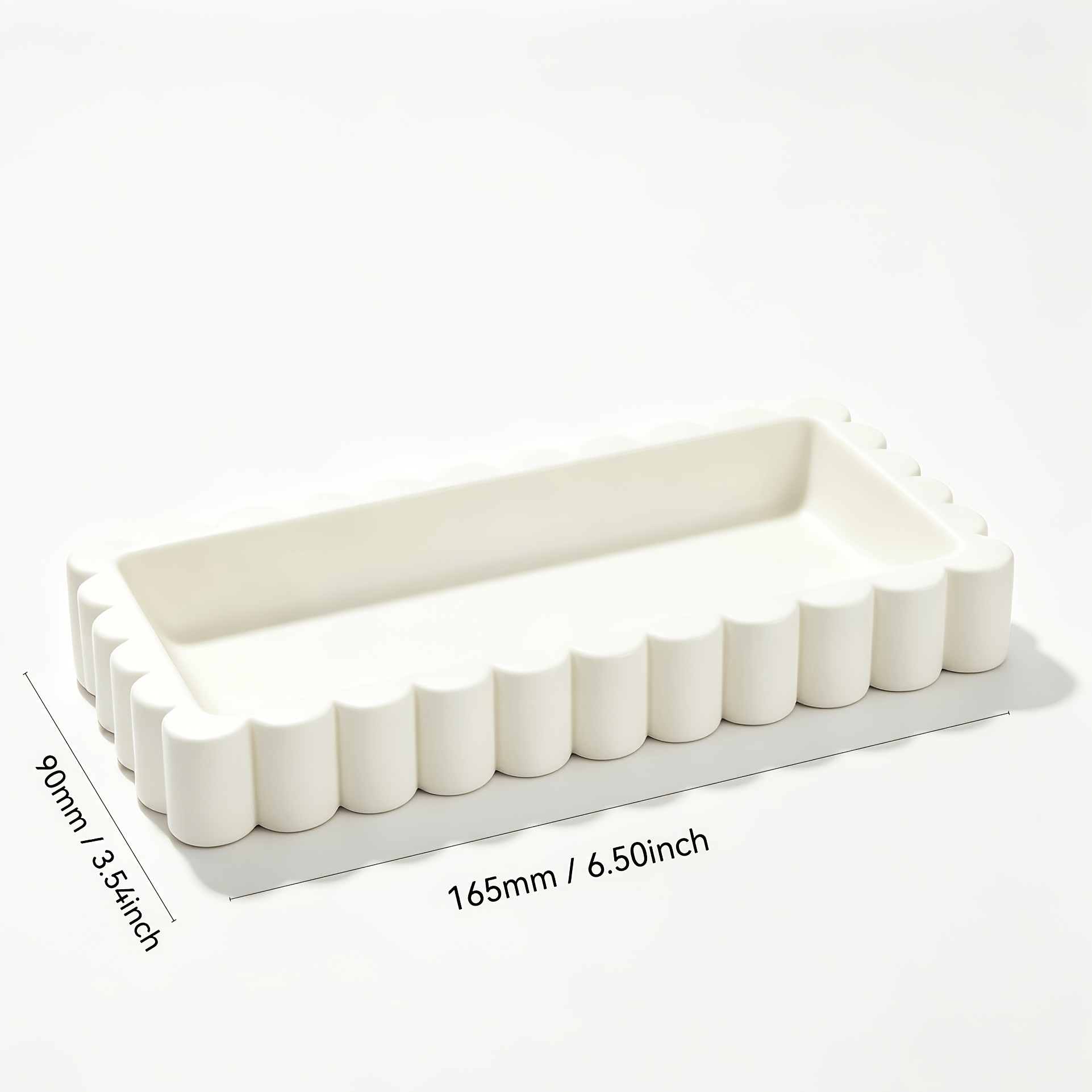 TEMU 1pc Wavy Bathroom Tray, Dressing Table Jewelry Organizer, Compact Rectangular Desktop Organizer, Candlestick Tray, Bedside Table Small Item
