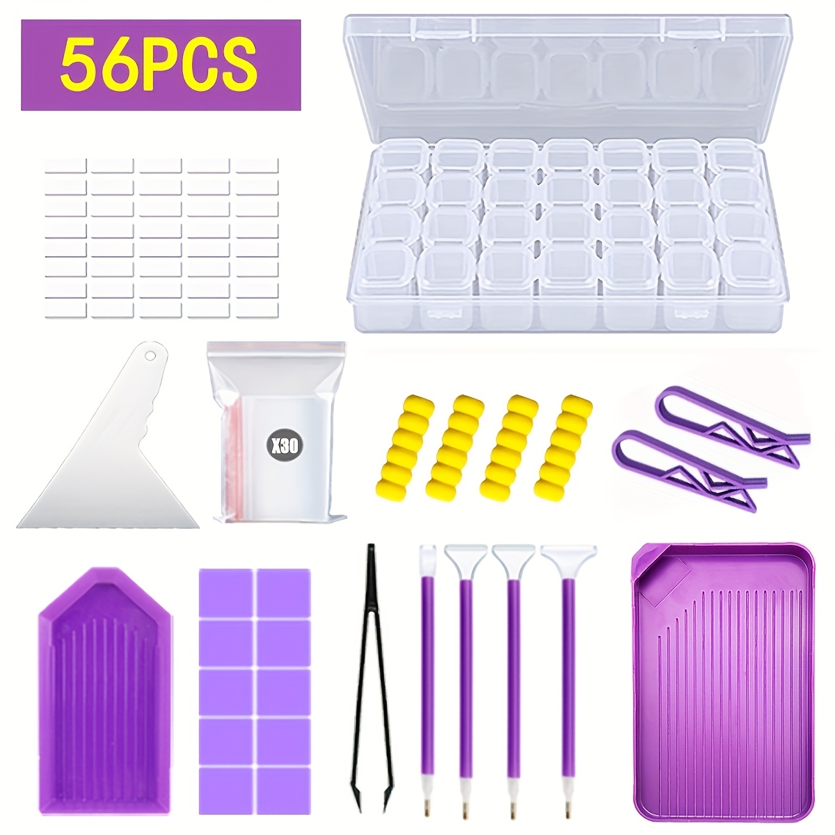 Image of 56pcs/set 5d Painting Tools And Additions Kit With Diamond Embroidery Set And Adult Paintbrush Making Art Craft Tweezers For Corrective Rubber Knife