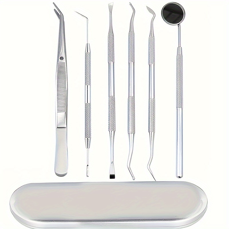 

Dental Hygiene Kit, Stainless Steel Dental Tools Set With Scaler, Curette, And Mirror, Tartar Plaque Remover, Oral Care For Adults, Convenient Carrying Case For Home & Pet Use