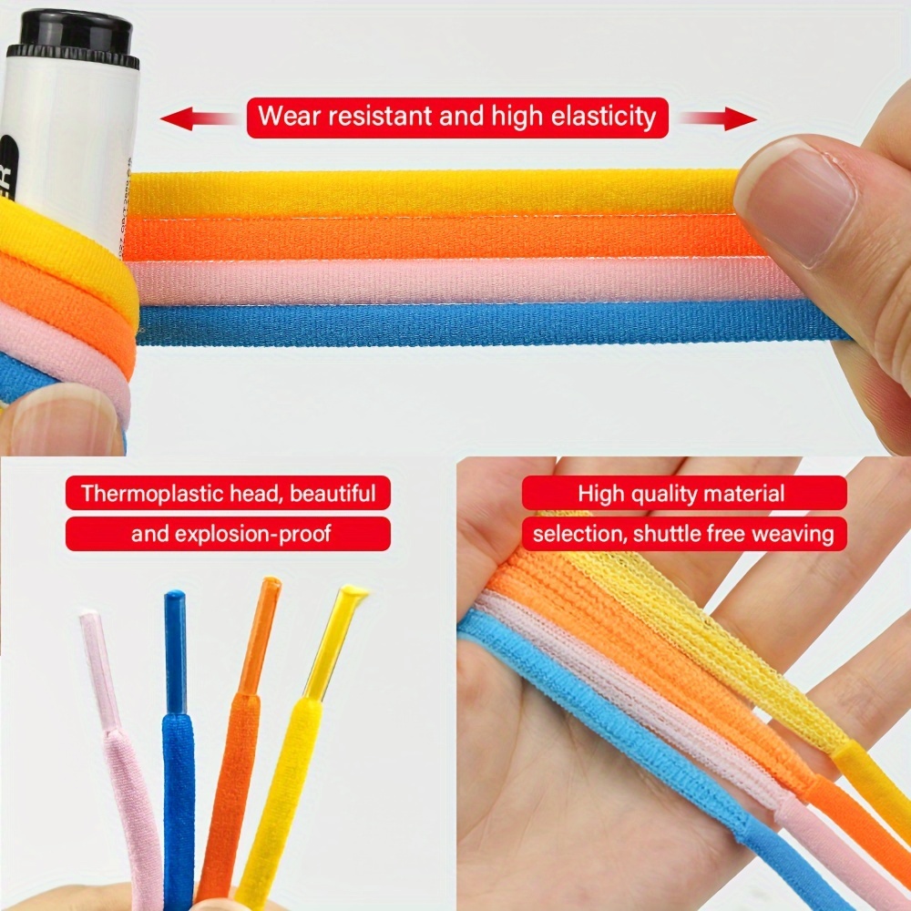 Easy Slip-On No-Tie Elastic Shoelaces with Metal Buckle - Quick Fasten, Machine Washable, Solid Color