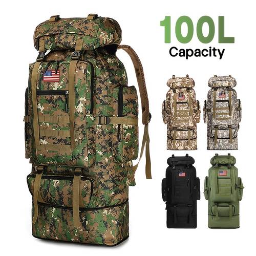 mochila táctica de 100l, mochila de senderismo de gran capacidad con múltiples compartimentos, resistente para , viajar, , correas ergonómicas para trekking y