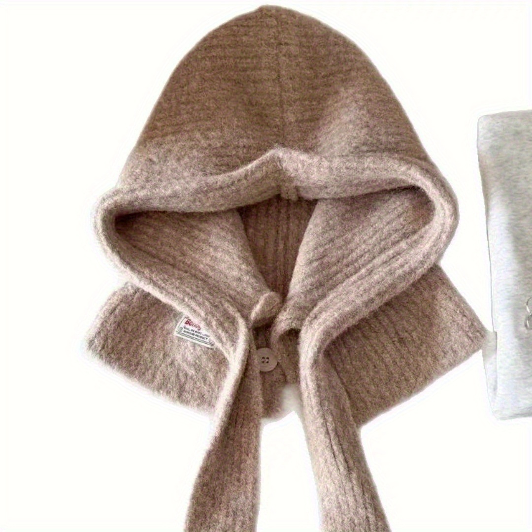 Wool-blend Solid Color Balaclava For Women, Autumn/winter Warm Hat, Large Head , Ear-protecting, Trendy