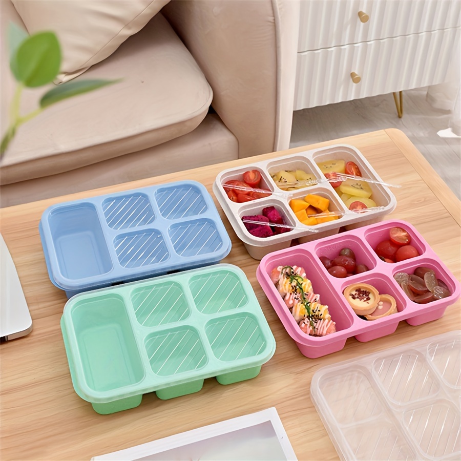 

1pc Lunch Boxes, Divided Lunch Box With Lid, 5-compartment Food Storage Container, Meal Prep Containers, For Fruit, Vegetable, Meal And Snack, Kitchen Organizers And Storage, Kitchen Accessories