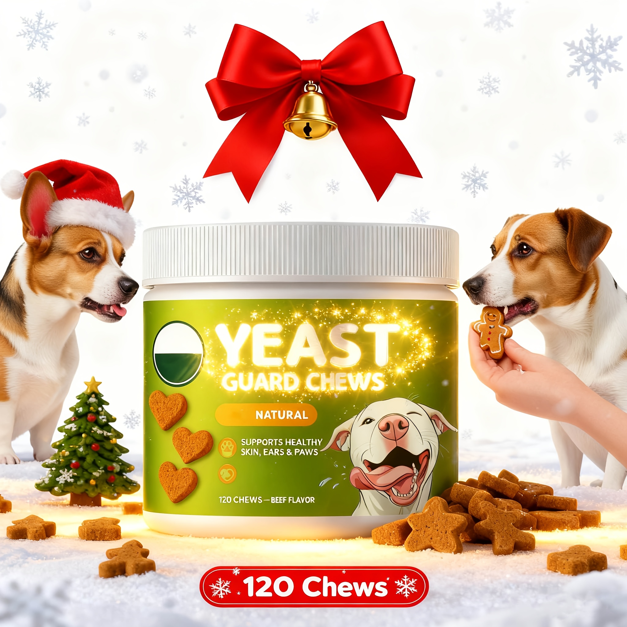 TEMU Yeast Dog Food, Dog Allergy & Daily Probiotics. Special For Ears, Intestinal And Digestive Health - 120 Chewable Tablets For All Types Of Dogs For A !