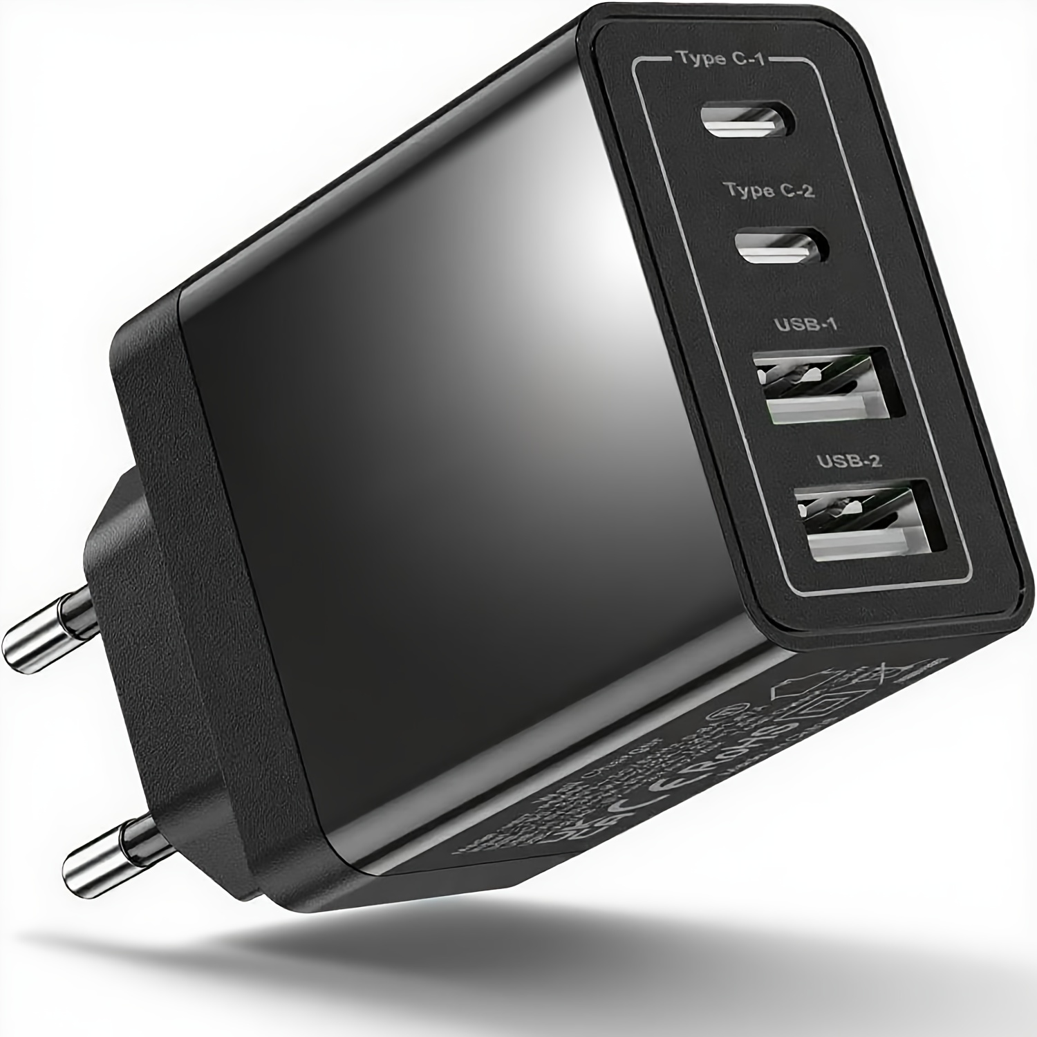 Захранващ Адаптер 4-в-1 USB A+C | 2A+2C Многопортов Стенен Зарядно Устройство за Домашни Контакти | Универсален Хъб за Захранване | Съвместим с iPhone, Galaxy, Таблети | Необходим Аксесоар за Подобрение на Дома (Бял/Черен/Оранжев)