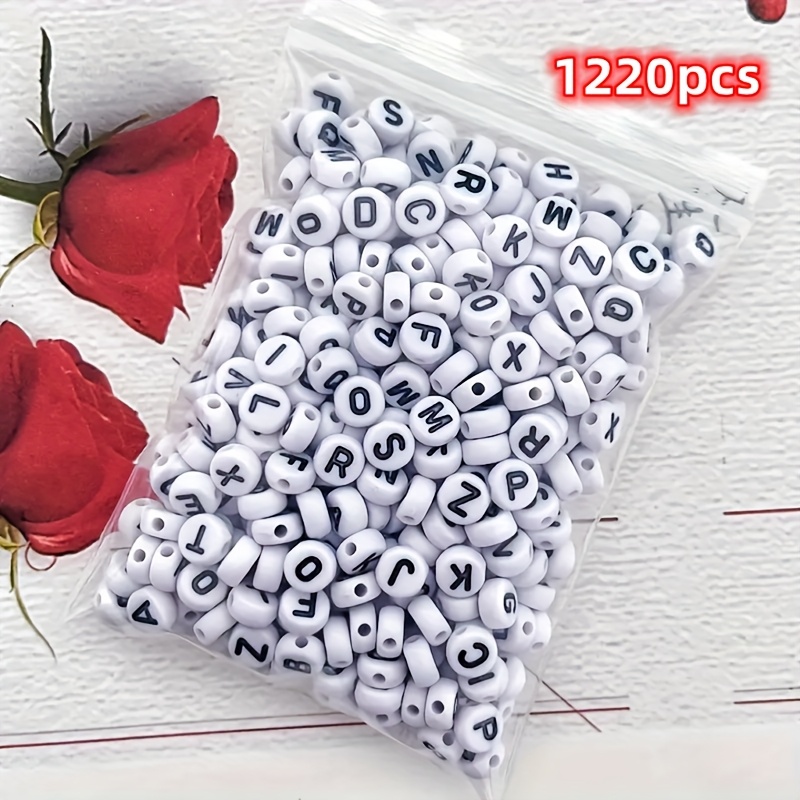 E-shop 1220 Stk./220 Stk. Acryl-Alphabet-Perlen mit zufälligen Buchstaben, mehrfarbige Buchstabenperlen für DIY-Schmuckherstellung, Bastelarbeiten,