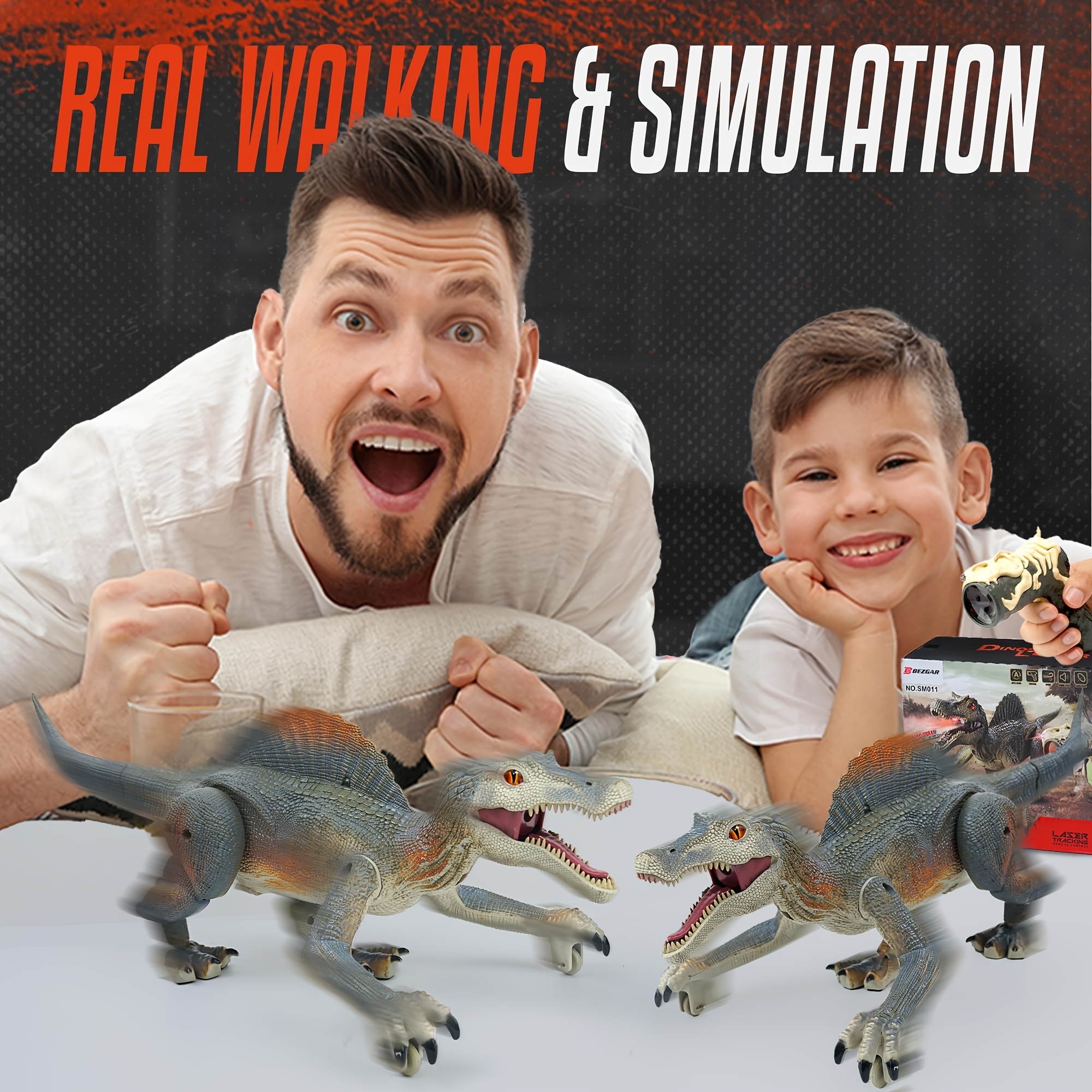 Interactive Jurassic Robot - Spinosaurus RC Toy With Spray, Premium Quality With LED Lights, For Boys 3+ Years