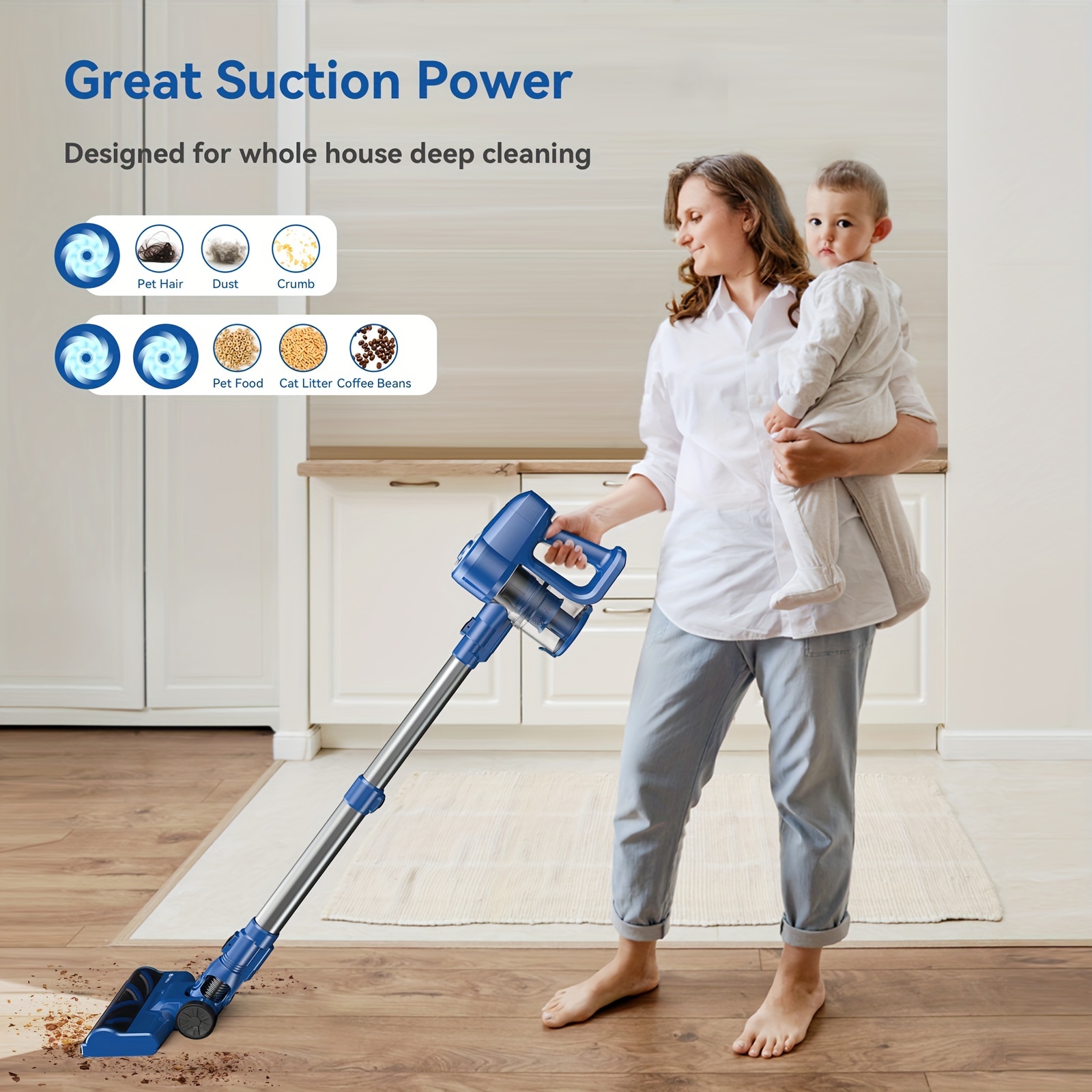 

Umlo Cordless Vacuum Cleaner, 6-in-1 Ultra-lightweight Stick Vacuum With 2200 Mah Battery, 40 Mins Max Runtime, Powerful Cleaners For Home Carpet Hardwood Floor Pet Hair, N3s