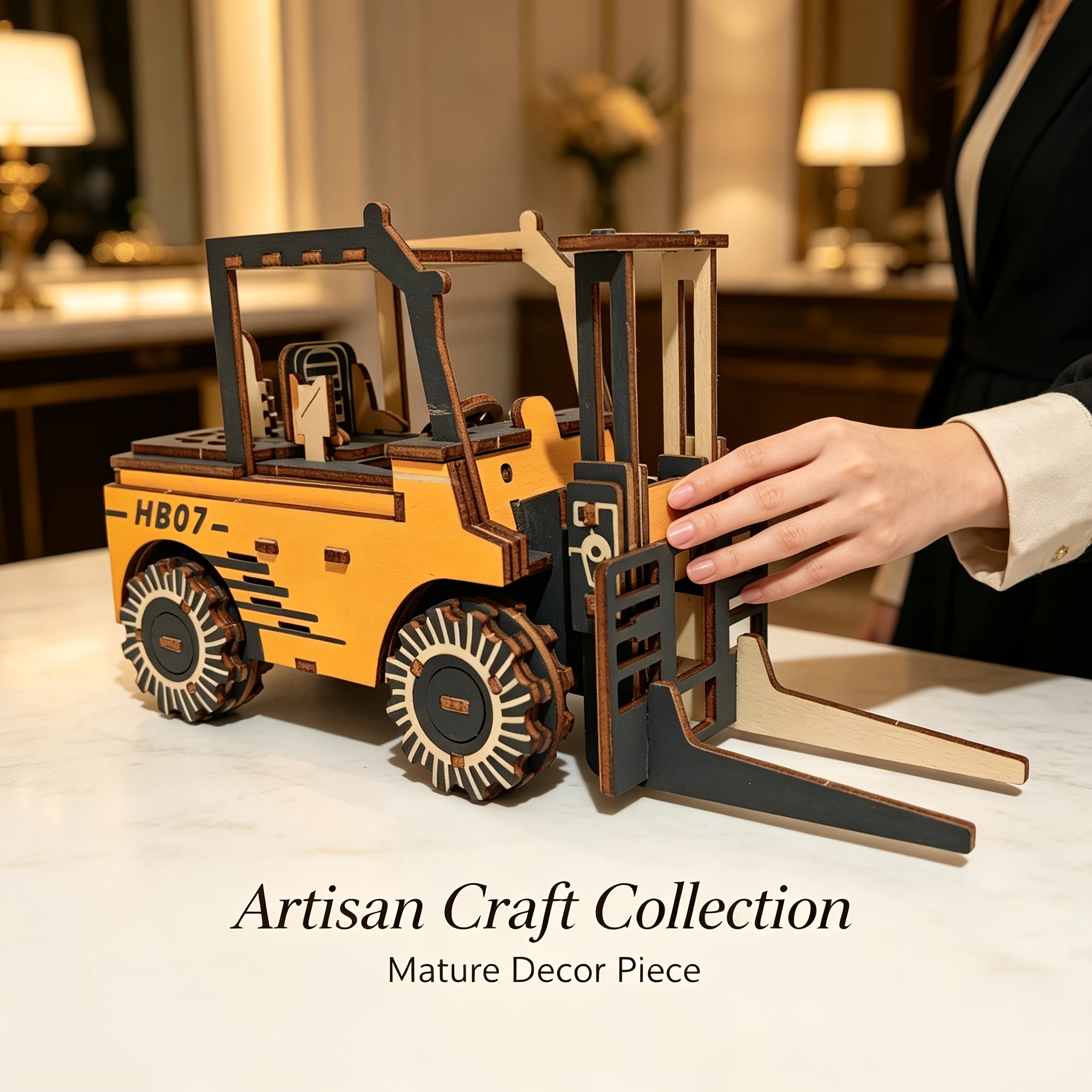 Wooden 3D Puzzle Model (Forklift) | Handmade Assembly