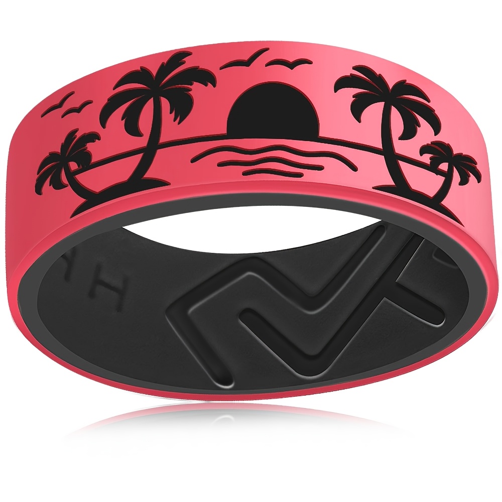 Palm Tree Silicone Carved Ring, 8mm