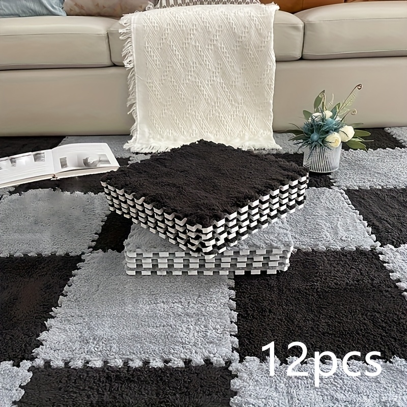 E-shop 12-teiliges Samt Patchwork Teppich Set Schlafzimmer Wohnzimmer Patchwork Matten