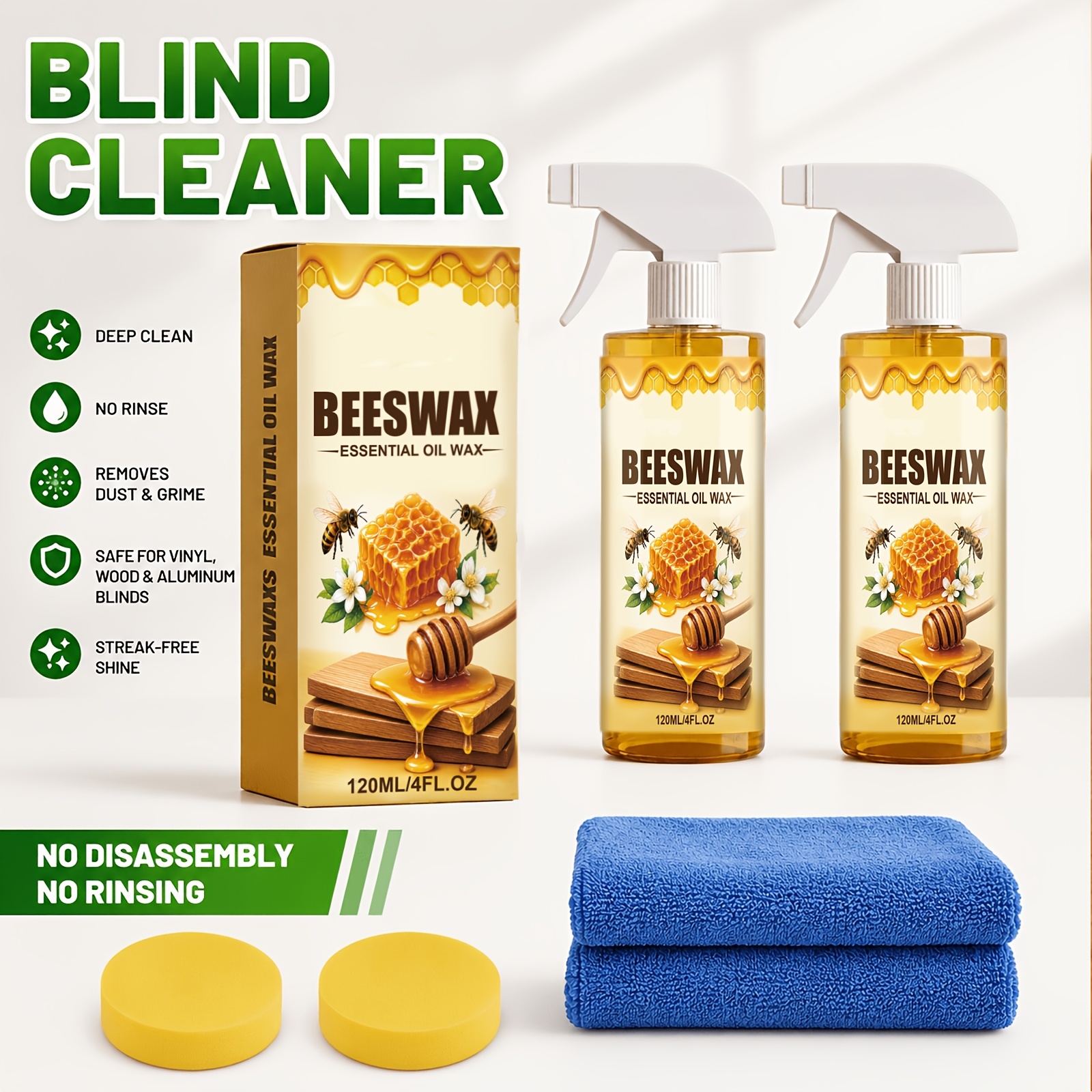 TEMU 2-pack Professional Beeswax Wood - Fast-acting Polishing, Cleaning, And Coating; Enhances Shine And Durability, Non-sticky; Suitable For