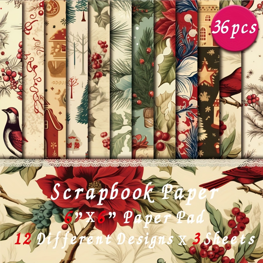 

Christmas Scrapbook Paper Pad - 36 Sheets, 6x6 Inch, Artistic For Diy Card Making & Decorative Backgrounds