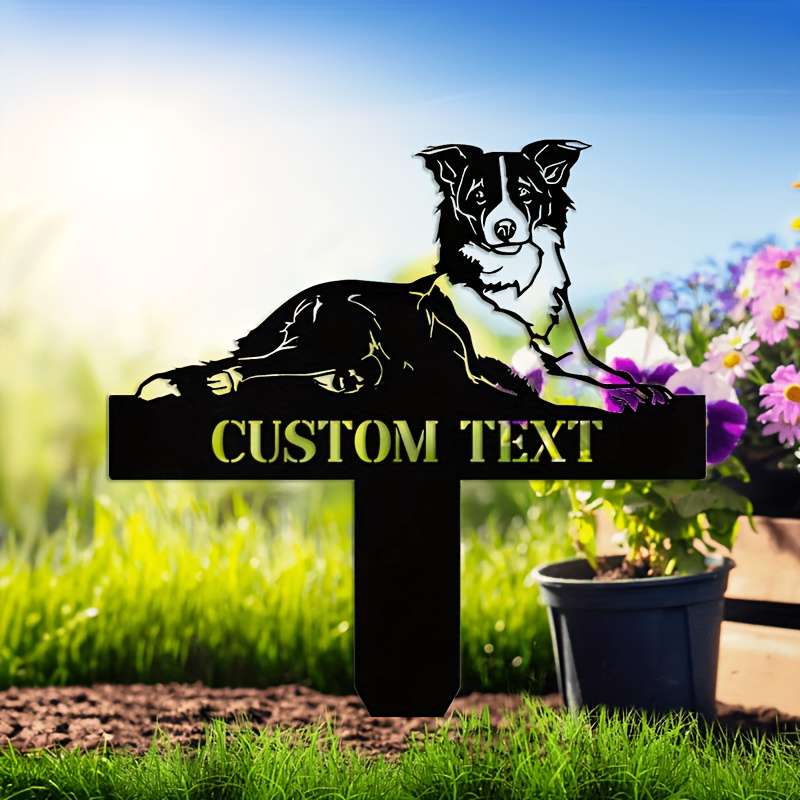 1pc Unique Border Collie Garden Fence Sign, Personalized Metal Sign, Humorous Outdoor Decoration, Durable Metal Material, No Battery Required