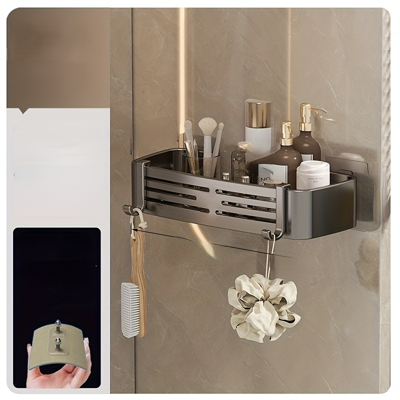 1pc/2pcs No-drill Bathroom Organizer Corner Shelf Shower Storage Rack, Wall-mounted Adhesive Vanity Corner Cosmetic Organizer, Toiletries Shelf, Suitable For Bathroom Kitchen Storage