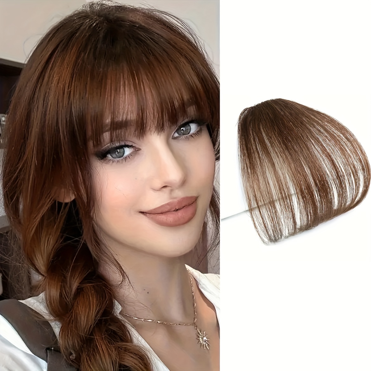 women s synthetic straight bangs hairpiece - natural-looking air bangs for short hair,  -  accessory,   everyday or special occasions, hair accessories, versatile hairpiece, sleek hairpiece,   hairpiece details 1