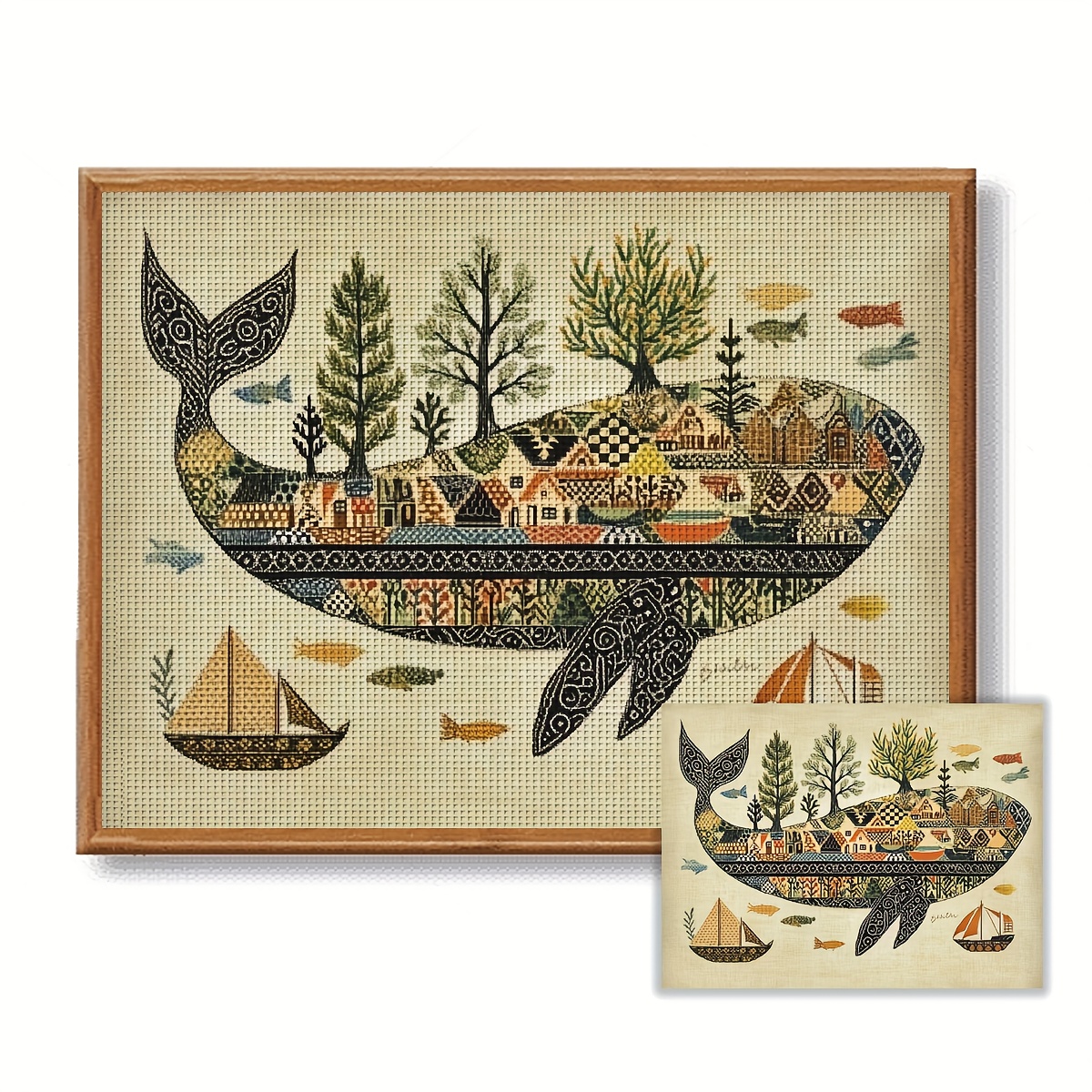 TEMU Zuoanlf 1 Set [30x40cm/11.8x15.7inch][40x50cm/15.7x19.7inch], 11/14ct Cross-stitch Kit, Unframed Cross-stitch, Embroidery Craft Combination,