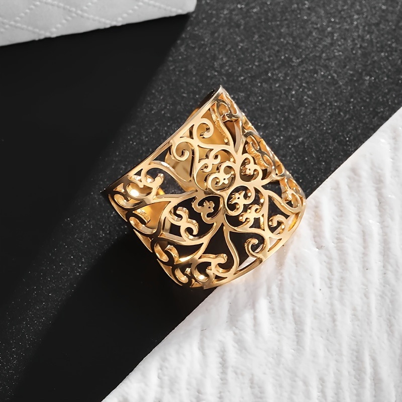 Women's Heart Flower Stainless Steel Ring