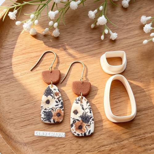 minimalist style hollowed out floral decorative detail pattern polymer clay cutter clay mold high end pottery ear jewelry making kit 0 4mm clay tool jewelry cutter