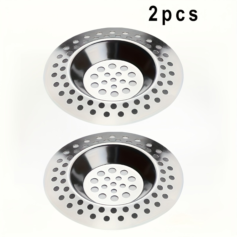 Image of 2pcs Heavy-duty Stainless Steel Sink Strainer Stopper - Rust-resistant Metal With Hair Catcher For Kitchen And Bathroom Sinks, Bathtubs, Showers - Essential Household Drain