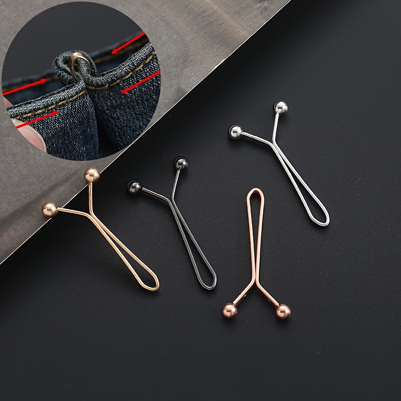 

5pcs Y-shaped Clip U-shaped Clip Waist Adjustment Metal Trouser Waist Fixing Simple Golden, Silvery And Black Clothing Adjustment Clip