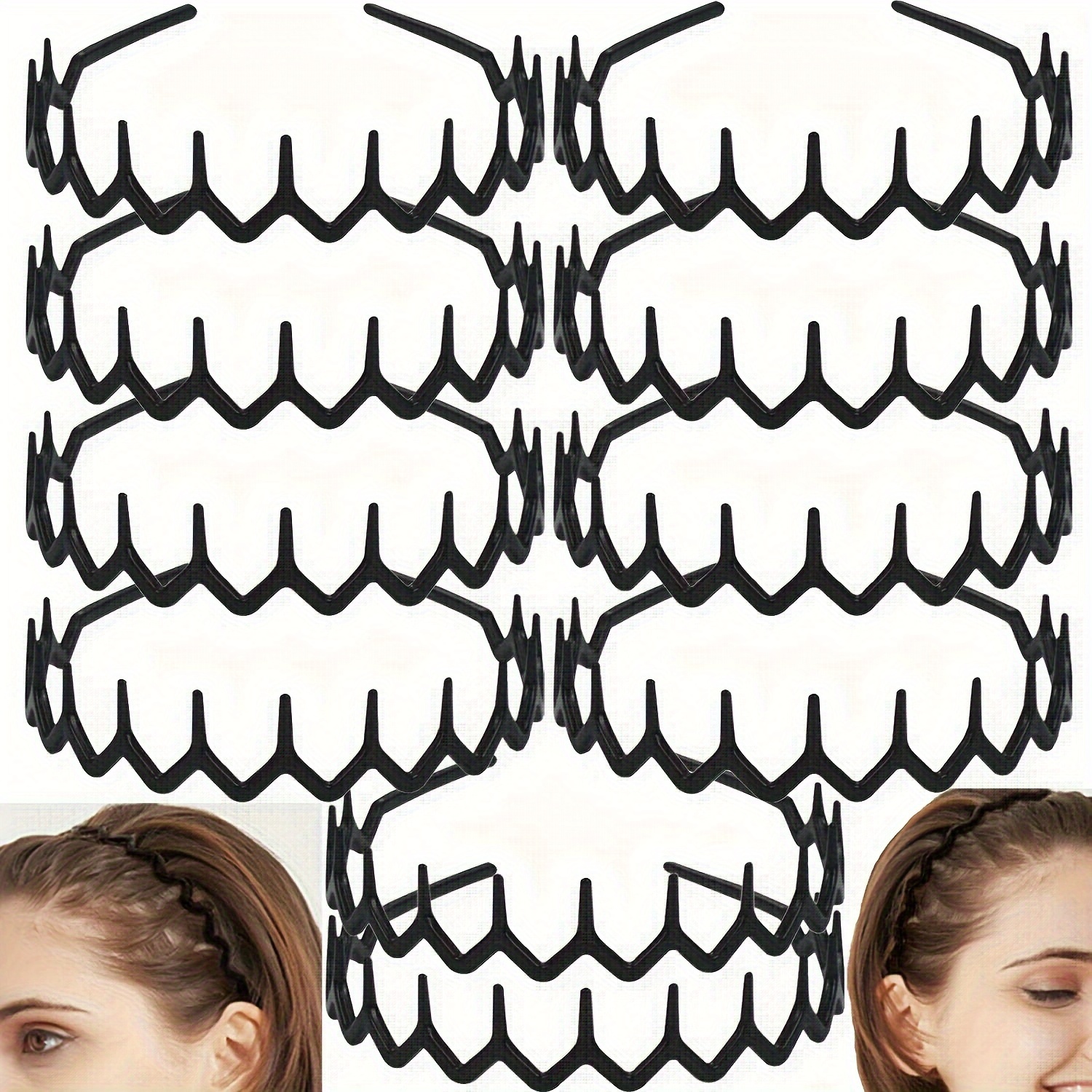 Image of 10pcs Set Of Colorful Plastic Women's Men's Hair Comb Headbands (random Colors)