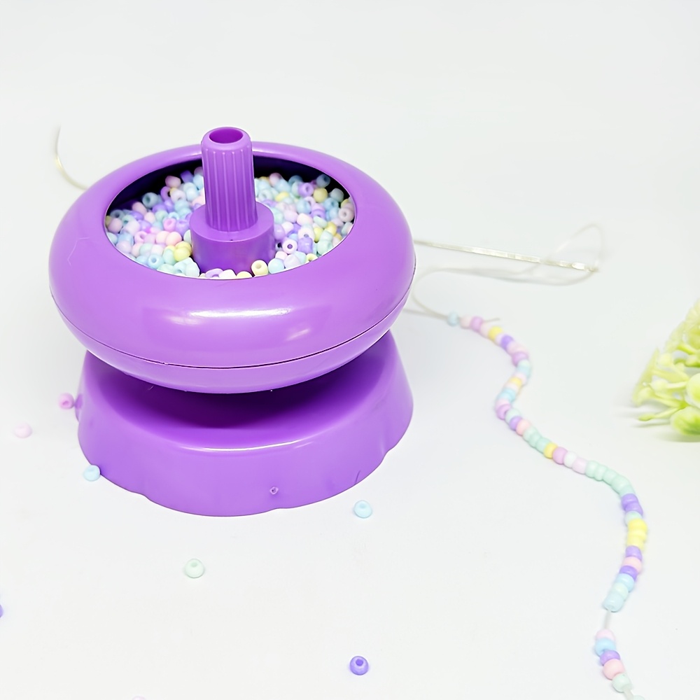 TEMU 1 Set Purple Mini Plastic Bead Spinner Tool Manual Rotation Bead Threading Fast Stringing Rice Bead Bracelet Necklace Jewelry Additions (beads