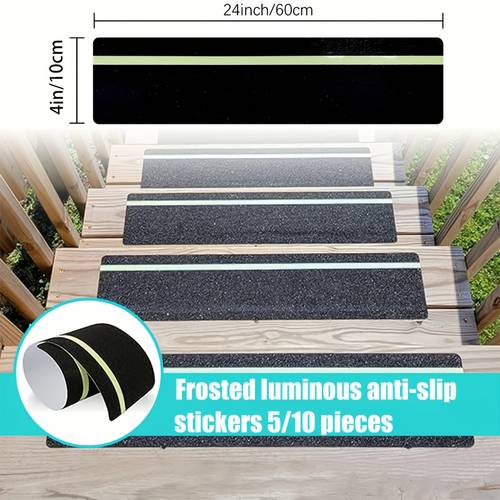 5 10pcs of luminous matte anti slip stickers anti slip stair step mats suitable for indoor and outdoor use resistant to extreme weather sticky and wear resistant luminous strip design waterproof anti slip and