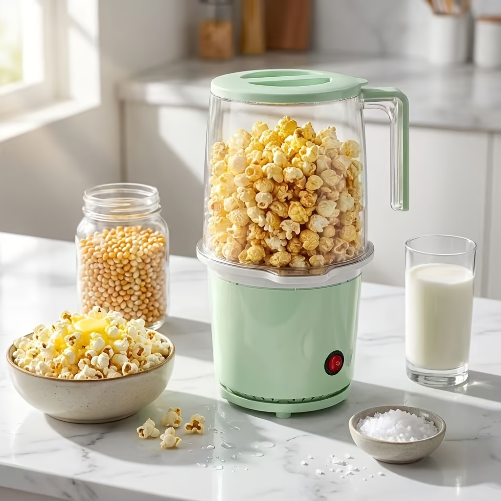 Electric Hot Air Popcorn Popper Machine With Transparent Lid & Fast Heating Suitable For Nights, Parties, Snacks - Compact Popcorn Maker For Home Theater, Suitable For , Parties, -type Plug ( Plug)