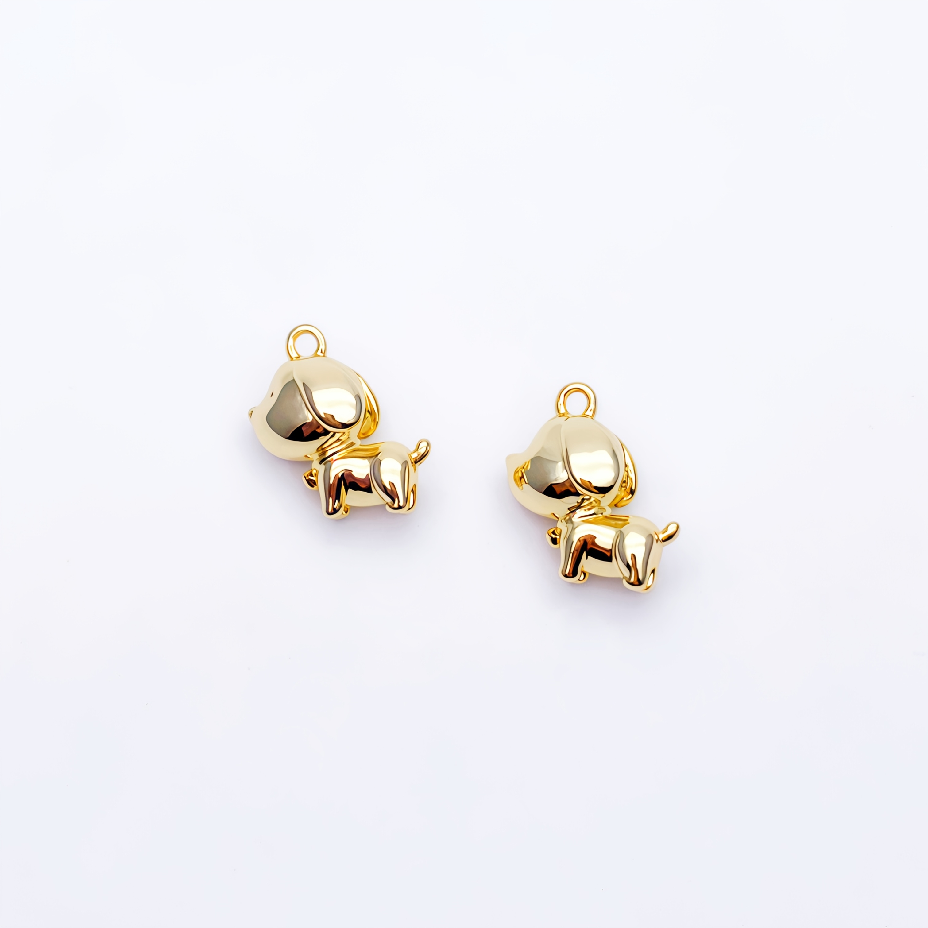 TEMU 2pcs 18k Gold Plated 18k Gold Plated-plated 3d Cute Puppy Pendants, Copper Material, Fashionable And Elegant Puppy Jewelry Additions, Used For