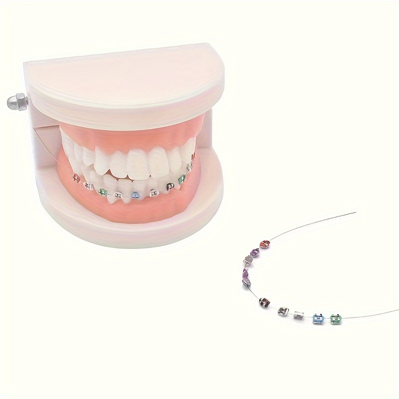 

1 Pair Vibrant Temporary Tooth Decorations - Orthodontic Supplies With Metal Brackets, Ties, And Adjustable Metal Wires For Enhancement - Dental Accessories