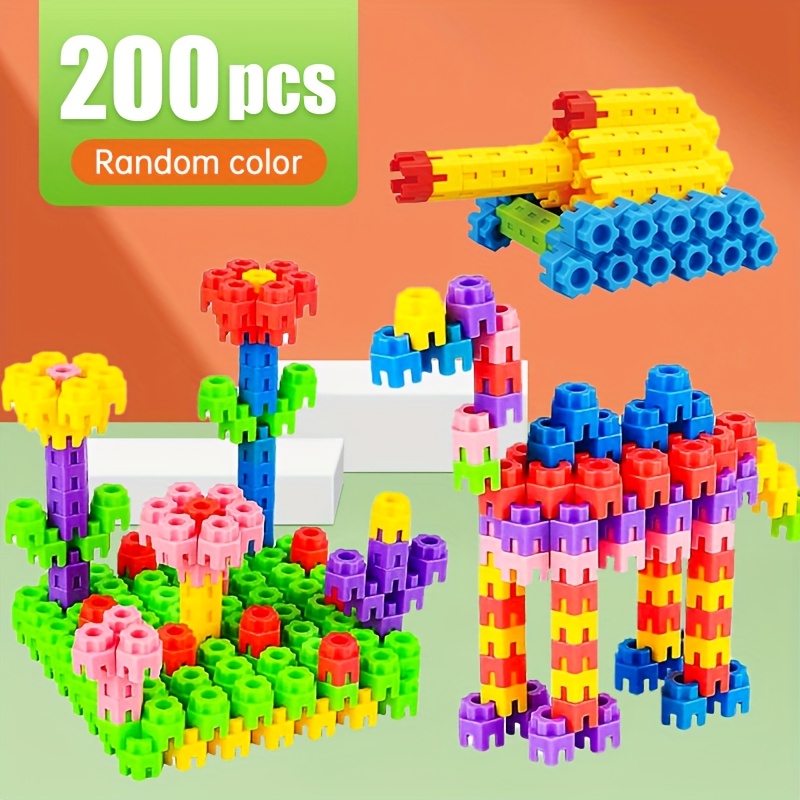 100pcs/200pcs/300pcs Educational Hexagonal Building Blocks, Educational Science Creative Mosaic Toys, Shape , , Imagination, Christmas Holiday Gifts, Birthday Gifts (random Colors)