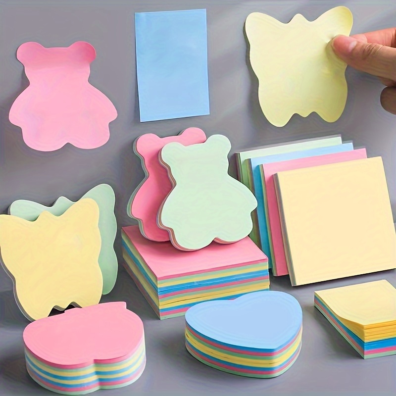 

100 Sheets Cartoon Shape Sticky Notes, Colorful Self-adhesive Memo Pads, Cute Office Reminder Index Tabs, Assorted Colors