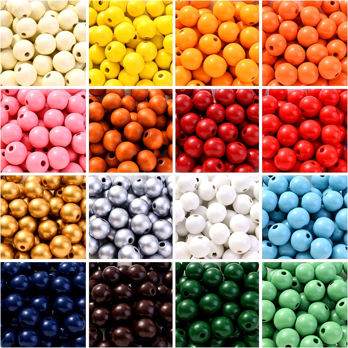 

50pcs 16mm/0.63in Natural Wooden Beads Mixed Color Round Ball Loose Spacer Beads For Jewelry Making Diy Crafts Keychain Bracelet Accessories