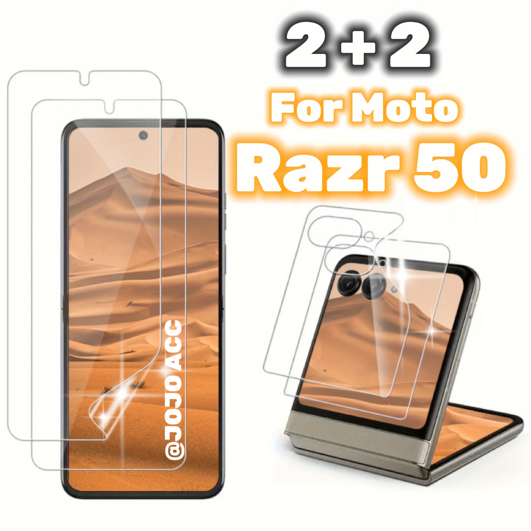 

[2+2 Pack] For 50/ 2024, 2 Inside Flexible Tpu Film & 2 Front Flexible Tpu Film, -free, Hd Clarity, For Moto 50/ 2024 Screen Protector Case-friendly