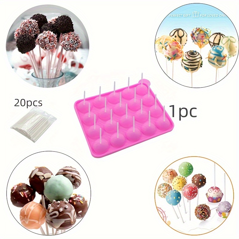 

20pc Pink Silicone Cake Pop Mold - Perfect For Baking Cakes, Pops, And More - Durable And Easy To Clean - Great For Parties And Gifts