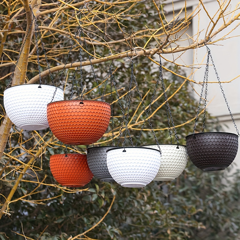 

Resin Hanging Planter - 1pc Imitation Honeycomb Design, Durable Waterproof Outdoor Garden Flower Basket, Irregular Shaped Portable Plant Pot For Park And Patio Decor.