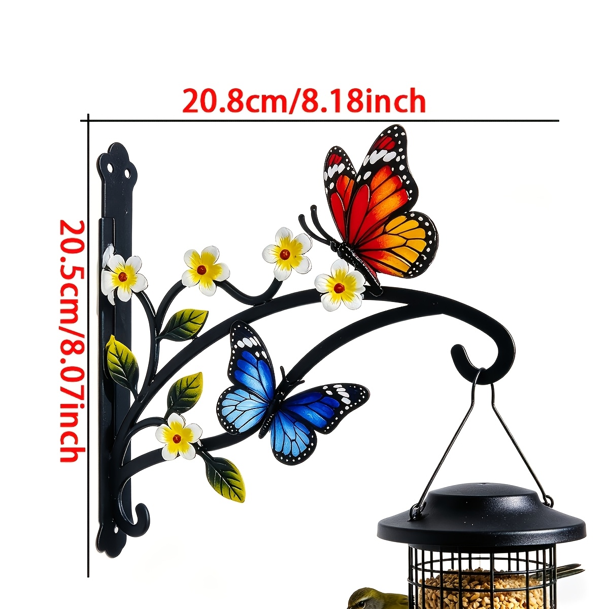TEMU Étagère Murale pour Plantes Papillon Coloré, Support de en Métal avec Décorations de , Support Suspendu de Jardin Extérieur pour Pots de Fleurs,