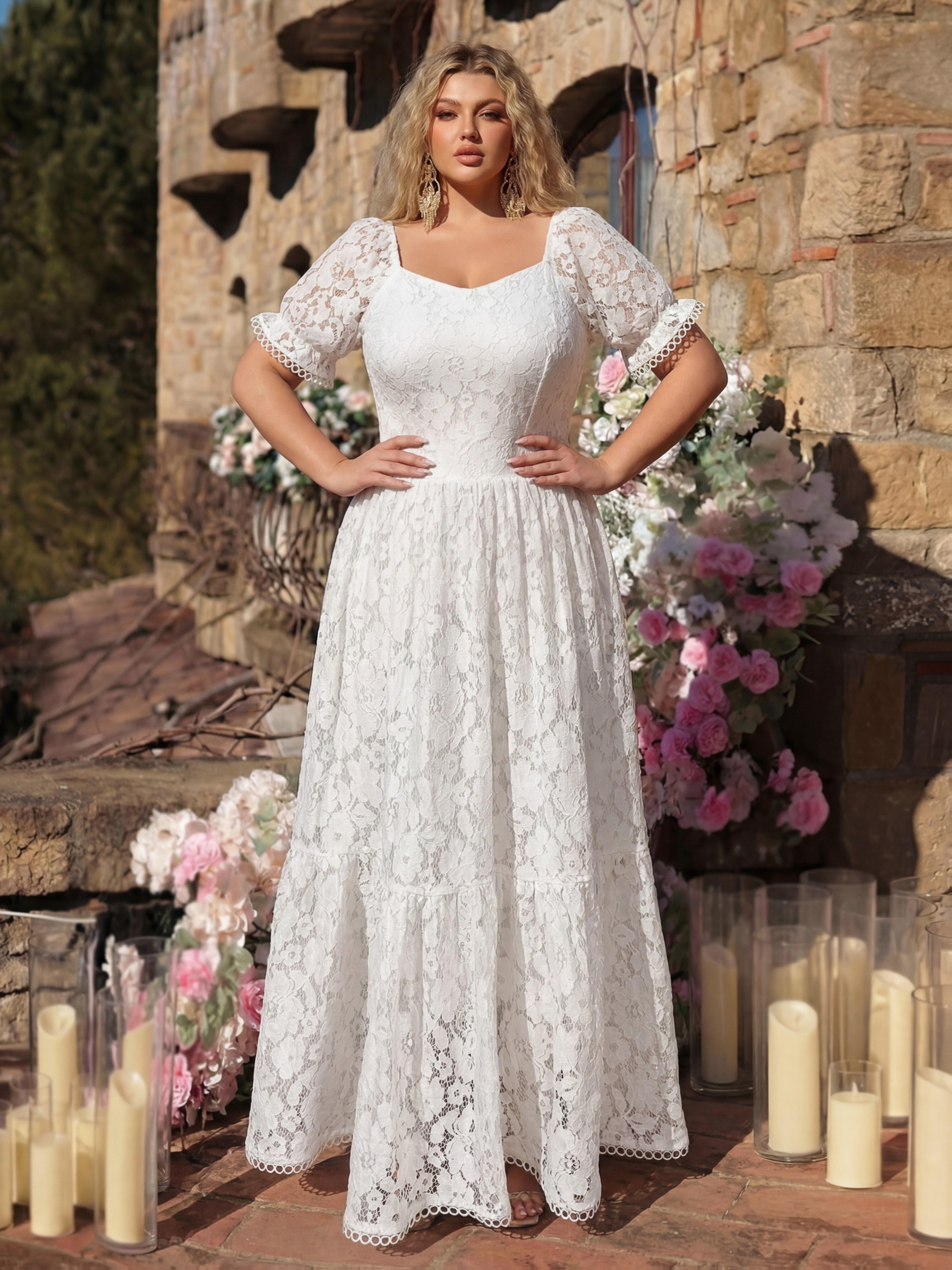 plus size plus size princess wedding dress lace cut crochet