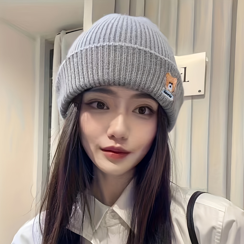 women's cozy knitted beanie hat polyester stretchy beanie Temu