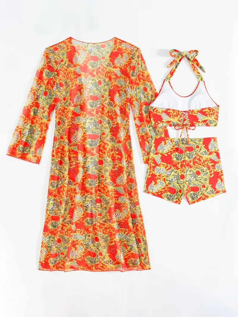 2025 new stylish bikini three piece set with cover up details 31